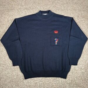 Vintage Wool Sweater Mens Medium First Line Grandpa Bagpipe Made in Belgium